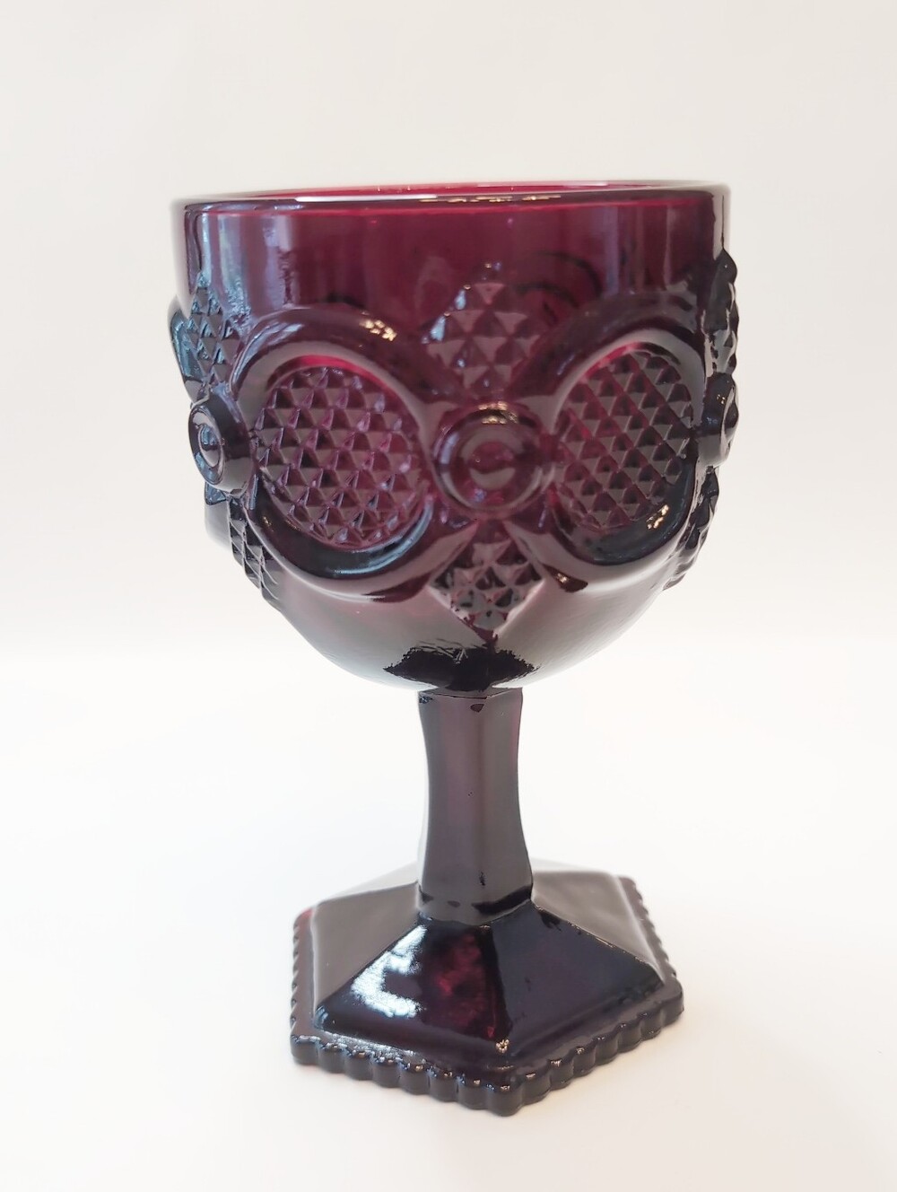 Vintage Avon Cape Cod Ruby Red Wine Goblet. 6 Inches Tall